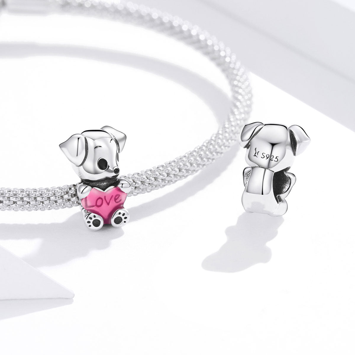 Dije O Charm Plata S925 Fementi Perrito Corazón Love