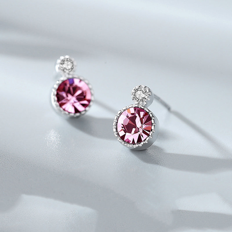 Aretes Plata S925 Fementi Cristal Swarovski Colgante