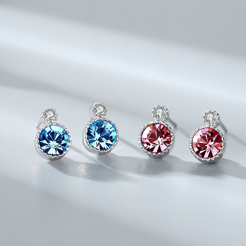 Aretes Plata S925 Fementi Cristal Swarovski Colgante