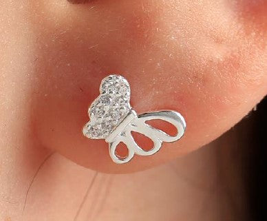 Aretes Plata S925 Fementi Mariposas Huecas Circonadas