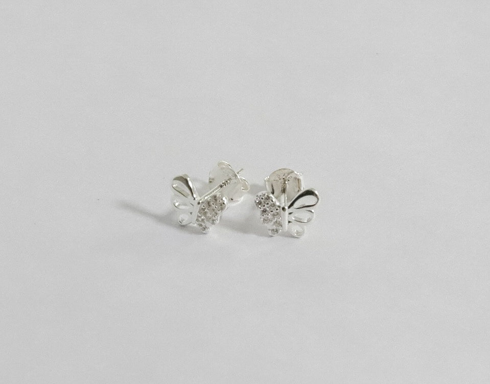 Aretes Plata S925 Fementi Mariposas Huecas Circonadas