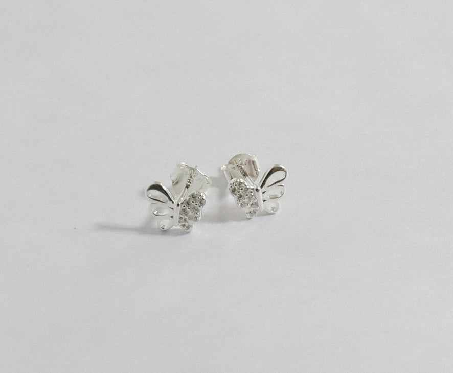 Aretes Plata S925 Fementi Mariposas Huecas Circonadas