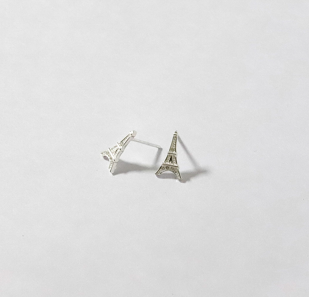 Aretes Plata S925 Fementi Torre Eiffel Paris