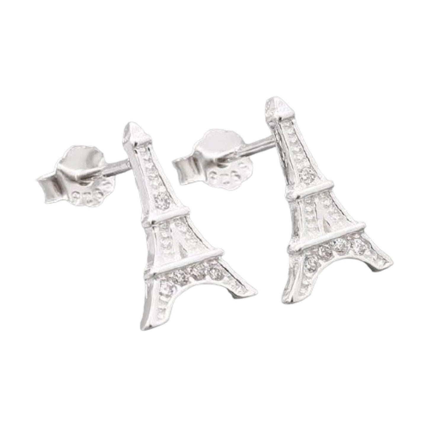 Aretes Plata S925 Fementi Torre Eiffel Paris