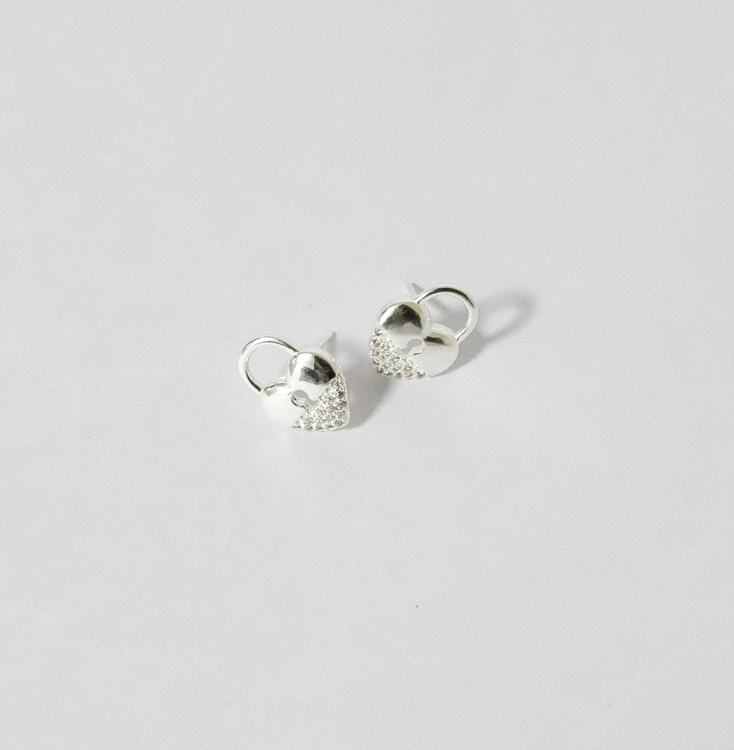 Aretes Plata S925 Fementi Corazón Candado