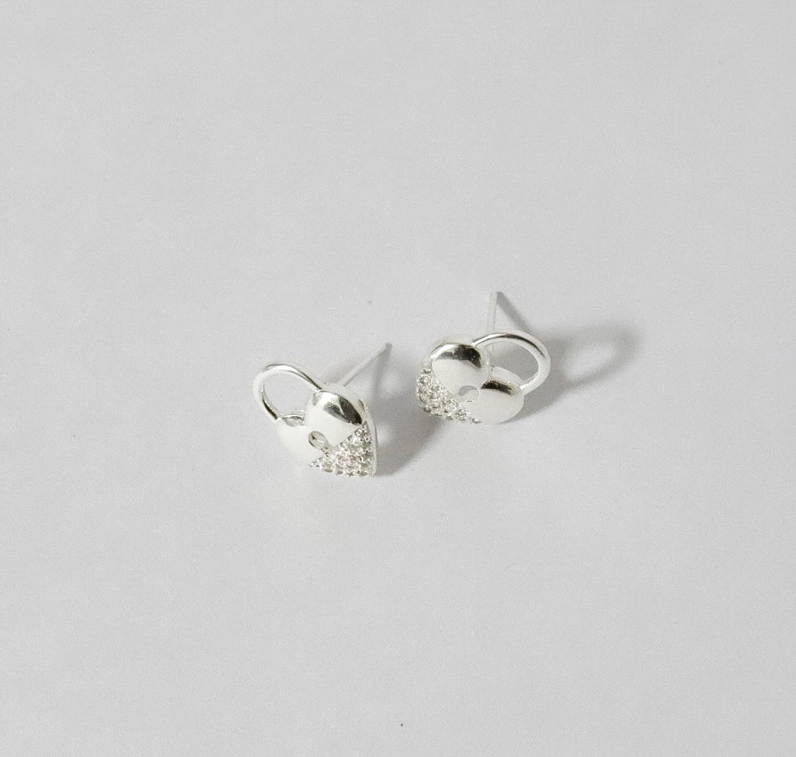 Aretes Plata S925 Fementi Corazón Candado