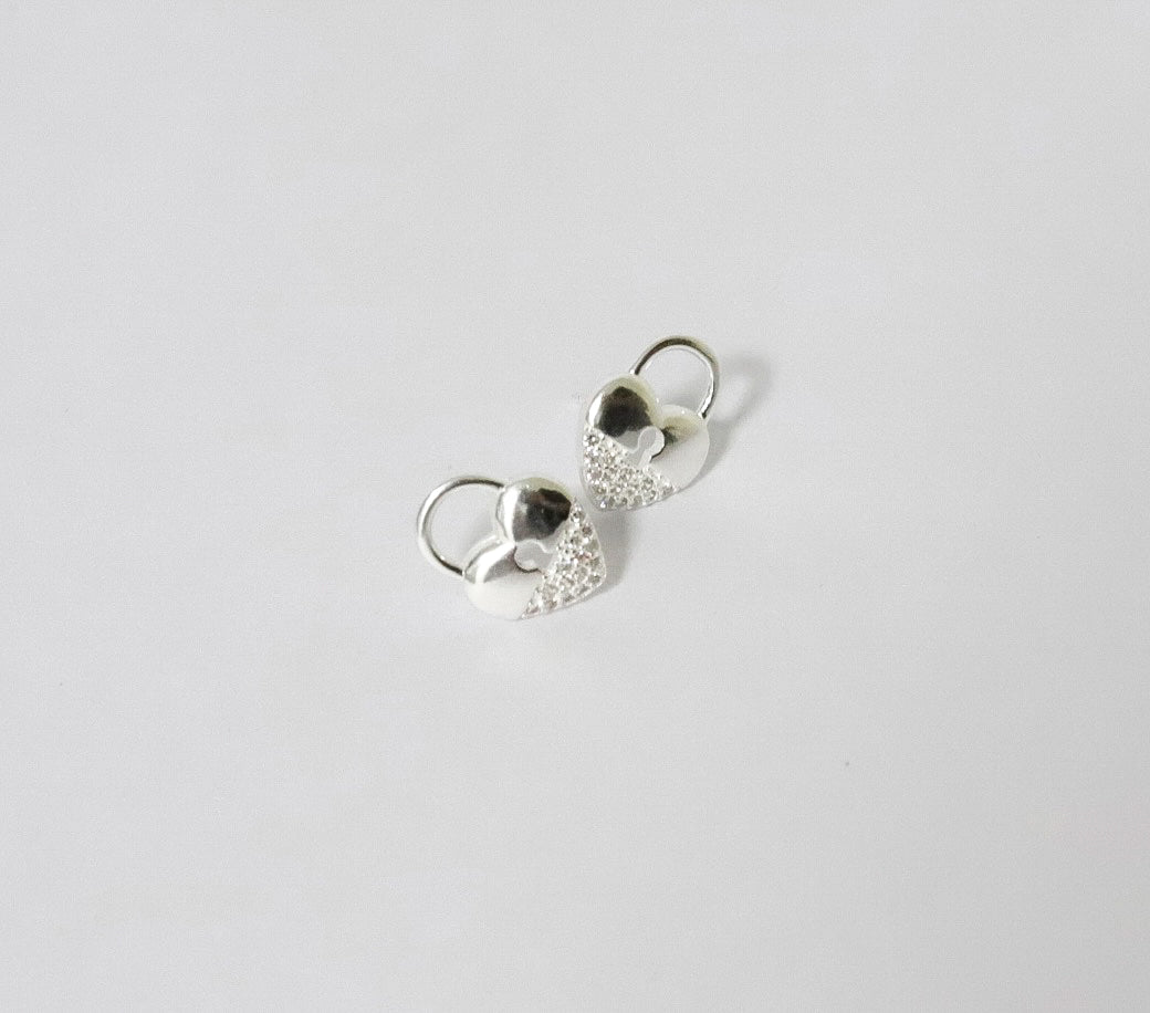 Aretes Plata S925 Fementi Corazón Candado