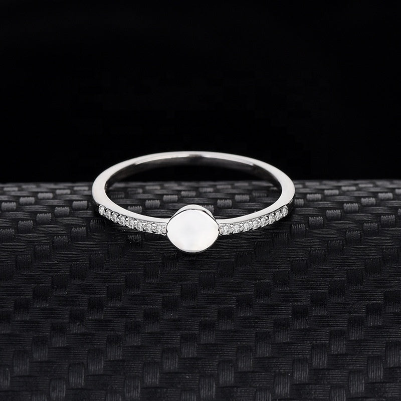Anillo Plata S925 Fementi Circulo Liso con Circones