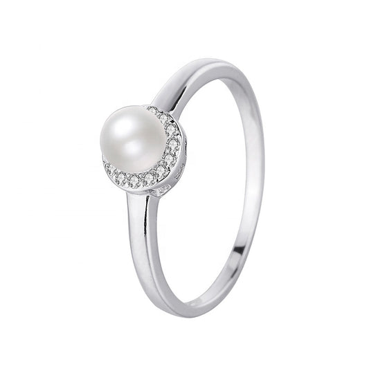 Anillo Plata S925 Fementi Perla con Circones