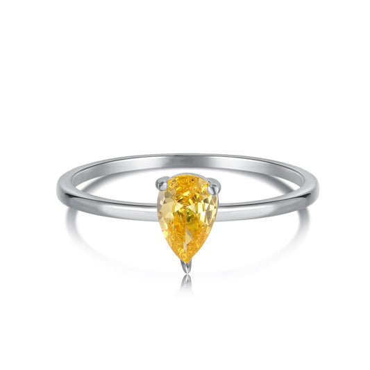 Anillo Plata S925 Fementi Circón Diamantado Amarillo