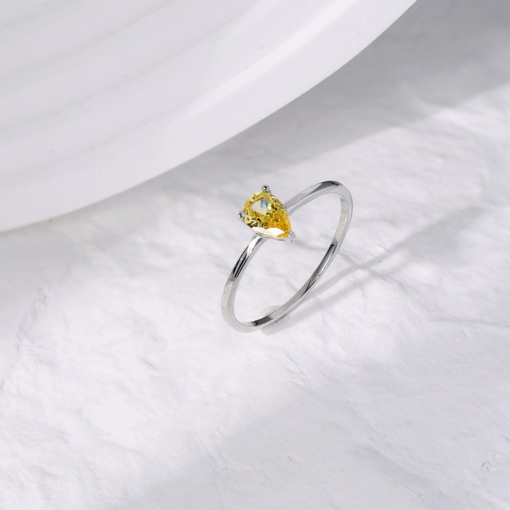 Anillo Plata S925 Fementi Circón Diamantado Amarillo