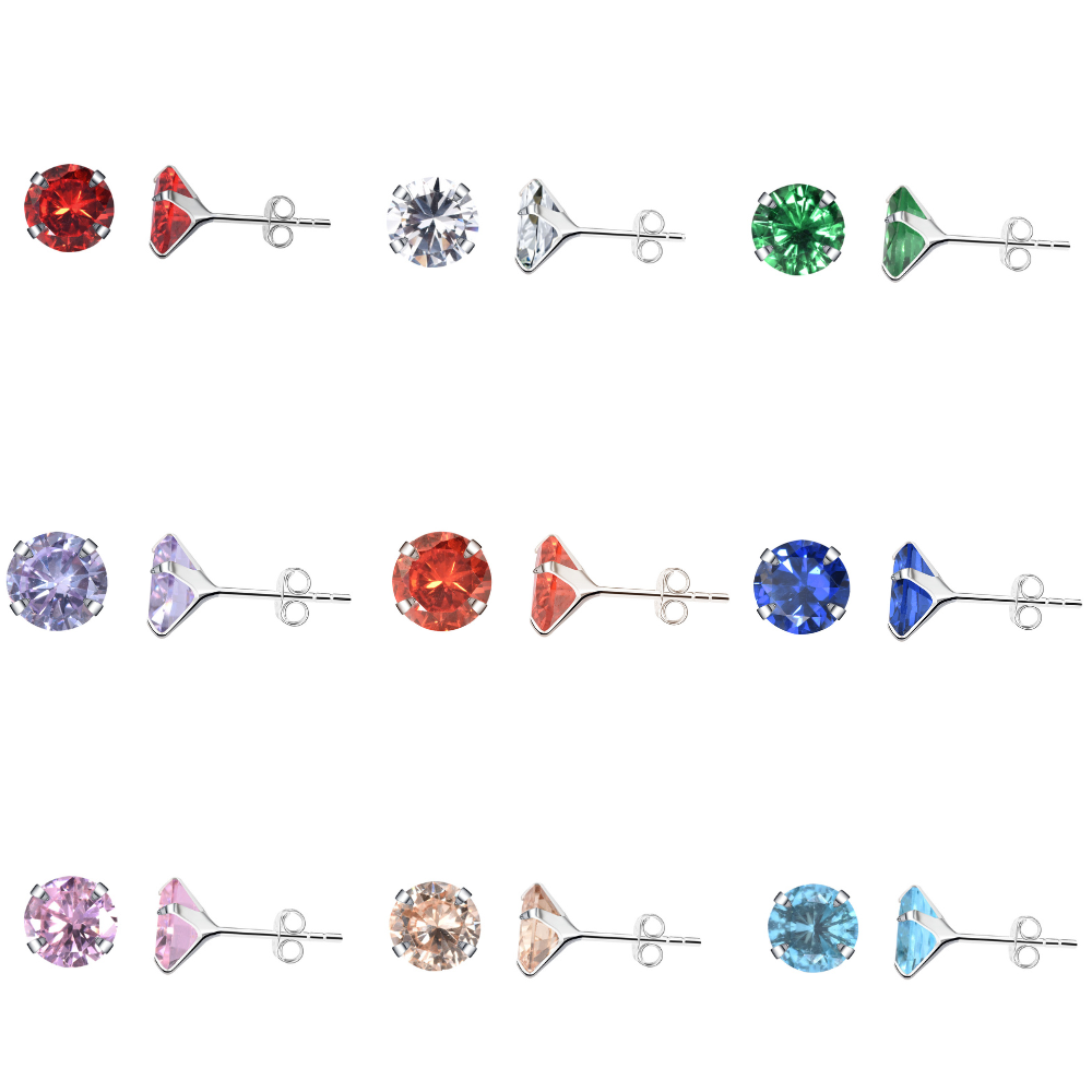 Aretes Plata S925 Fementi Circón Colores