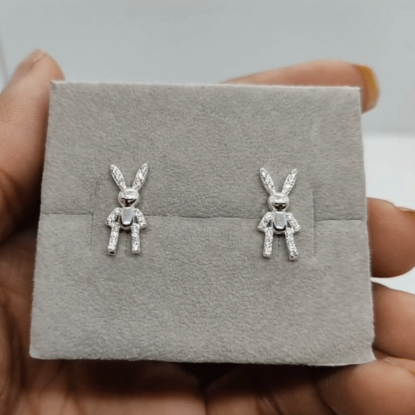 Aretes Plata S925 Fementi Conejito Circonado