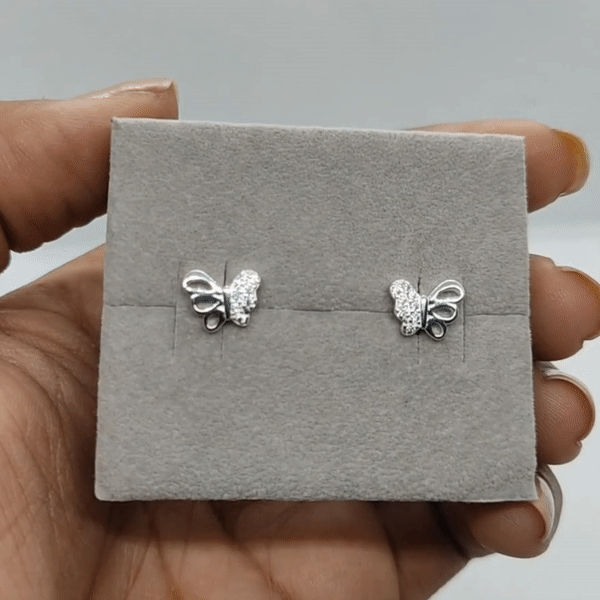 Aretes Plata S925 Fementi Mariposas Huecas Circonadas