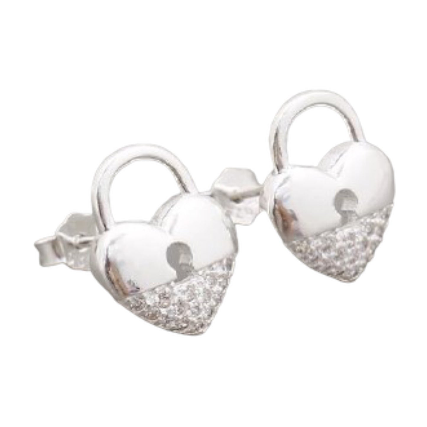 Aretes Plata S925 Fementi Corazón Candado