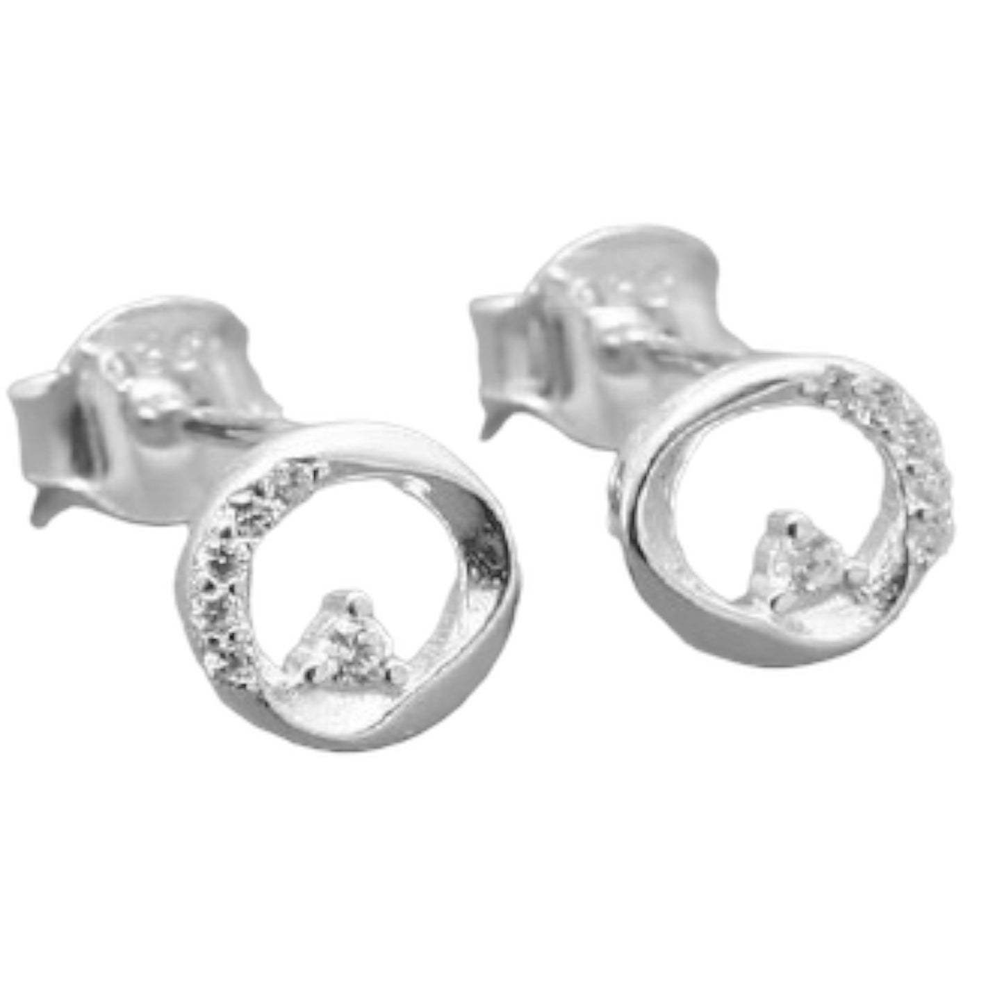 Aretes Plata S925 Fementi Circular Circón